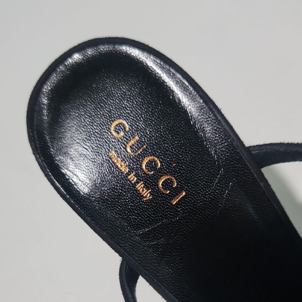 Gucci Black Fringed High-Heel Sandals - Picture 2 of 11